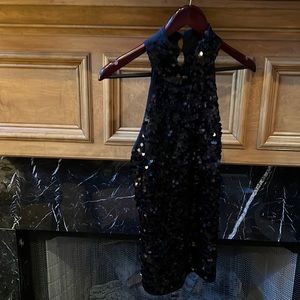 Black sequined halter top